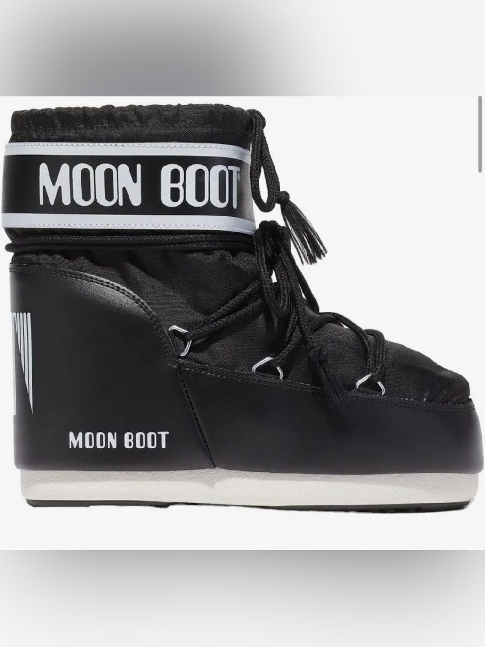 Moon Boot Black and White Short Winter Boot